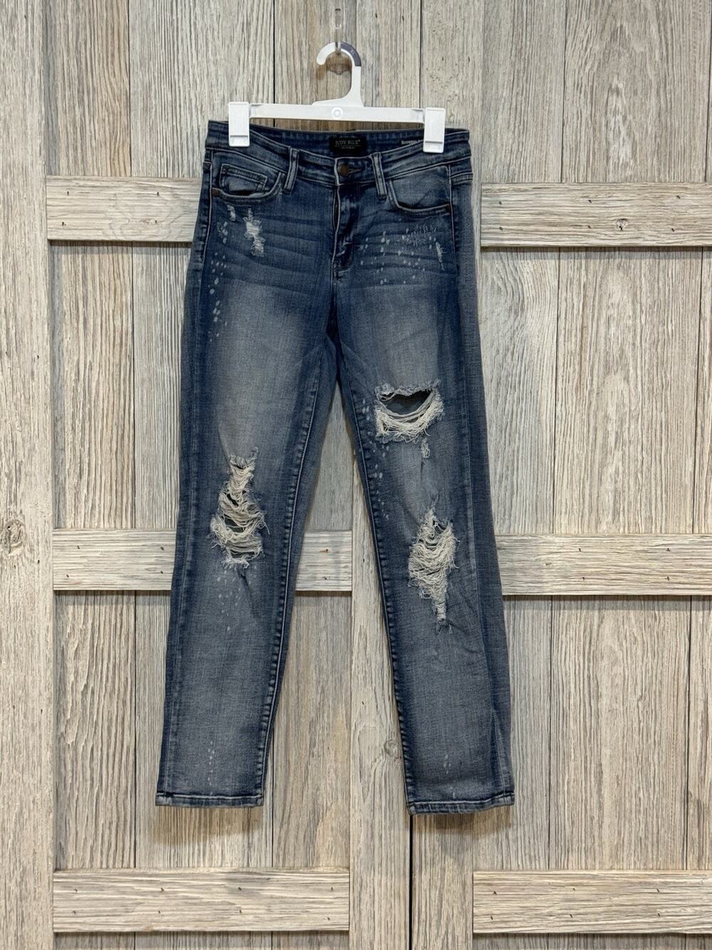 Judy Blue Jeans Women's 5/27 Boyfriend Fit Stretch Distressed